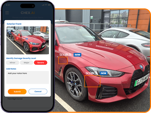Chex.AI mobile and desktop inspection interfaces